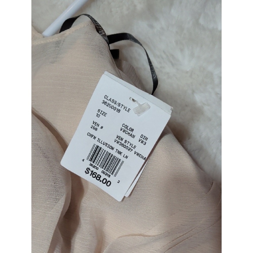 White By Vera Wang Illusion Elegant Cream Chiffon V-Neck Evening Dress - Picture 2 of 4